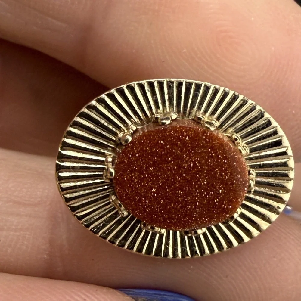 Vintage Goldstone‎ Cufflinks Gold Tone